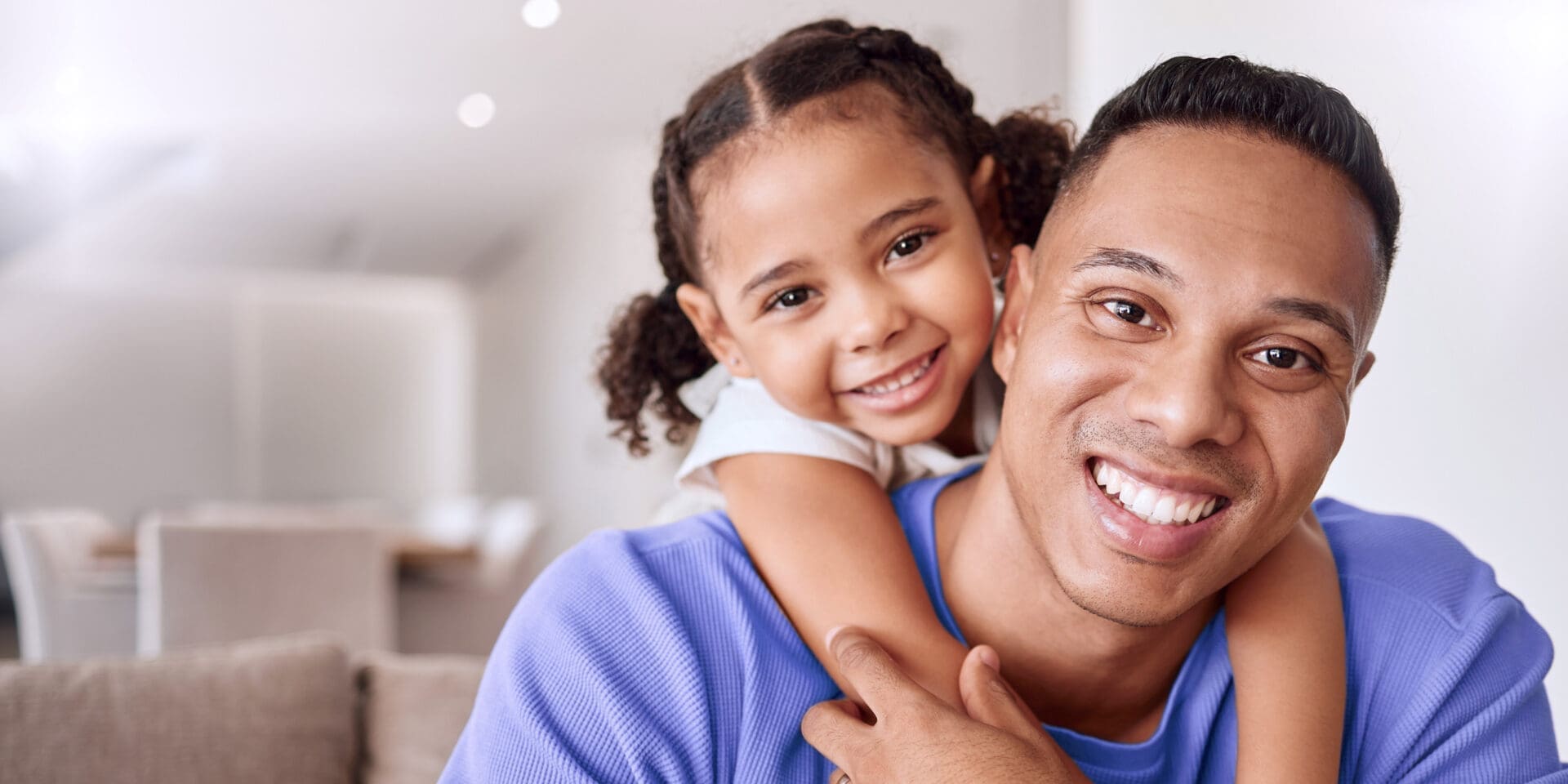 Smiling parent and child